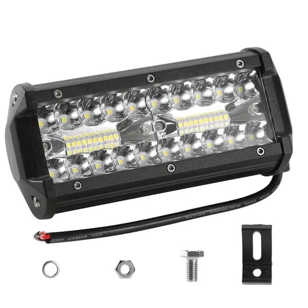 7in LED Light Bar 120W 12000LM LED Work Light Pods Offroad Driving Lights IP67 Waterproof Fog Light Spot Flood Beam For Jeep Trailer Truck Bus Boat
