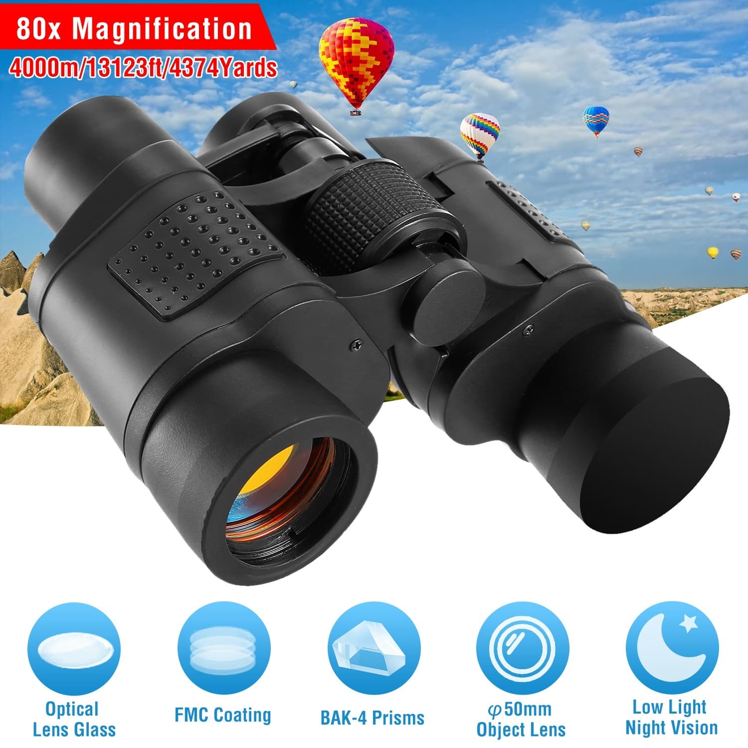 Portable HD Binoculars With FMC Lens Low Light Night Vision Telescope For Bird Watching Hunting Sports Events Concerts Adventure With Shoulder Strap Bag For Spring Summer Outdoor Adventure